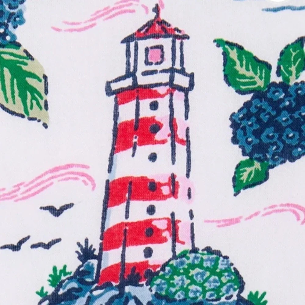 Printfresh Lighthouse Keeper Nautical White Pajama Shorts Organic Cotton XL